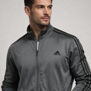 "ADIDAS"  Slate-Gray Training Jacket in Men's Large with Longer "Athletic" fit